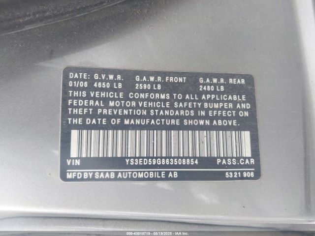2006 SAAB 9-5 YS3ED59G863508854 Photo 8