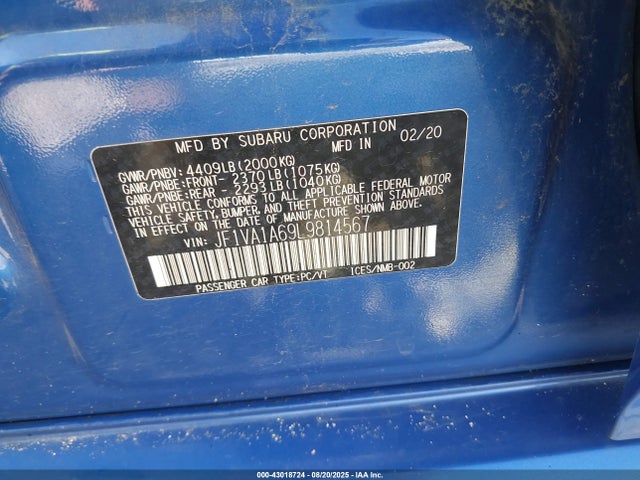 Subaru dib 2020 JF1VA1A69L9814567 Image 9