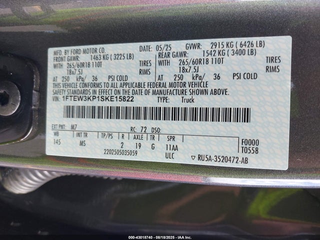 1FTEW3KP1SKE15822 Ford 4v
