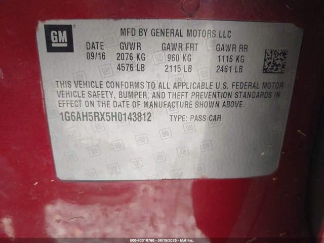 2017 CADILLAC ATS 1G6AH5RX5H0143812 Photo 8