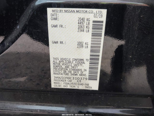 Nissan Leaf 2019 1N4AZ1CPXKC310379 Image 9