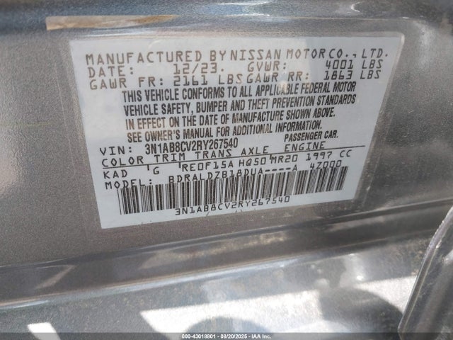 Nissan Sentra 2024 3N1AB8CV2RY267540 Image 9