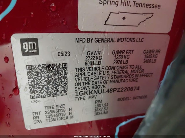 1GKKNUL48PZ220674 GMC lsy