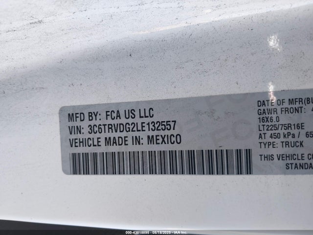 RAM 2020 2020 3C6TRVDG2LE132557 Image 9
