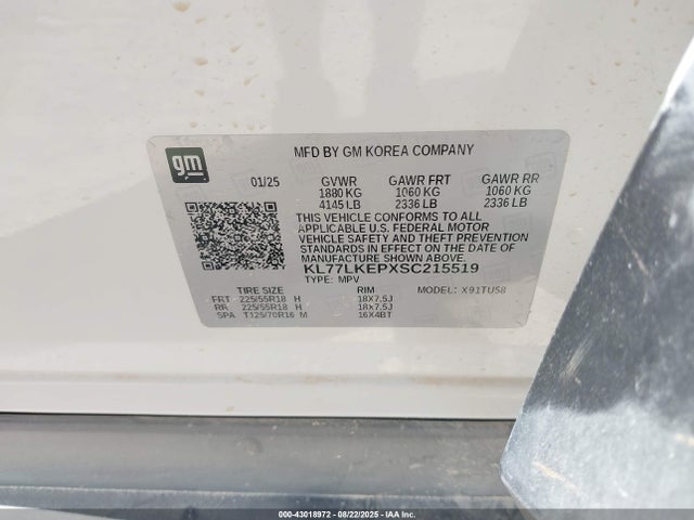 Chevrolet lbp 2025 KL77LKEPXSC215519 Image 9