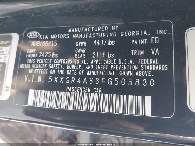 5XXGR4A63FG505830 KIA dohc t-gdi theta-ii