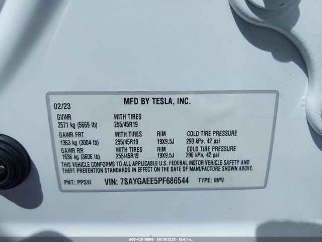 2023 TESLA MODEL Y 7SAYGAEE5PF686544 Photo 8