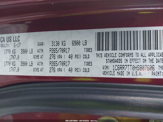 1C6RR7TT0HS807606 RAM 2017