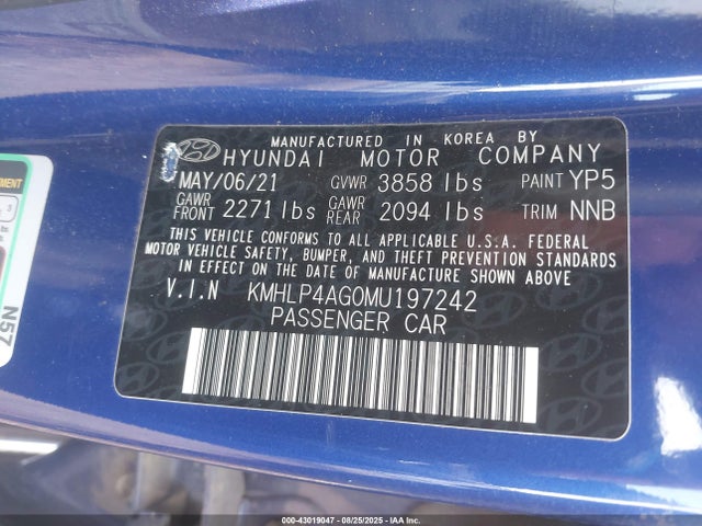 KMHLP4AG0MU197242 Hyundai mpi nu pe
