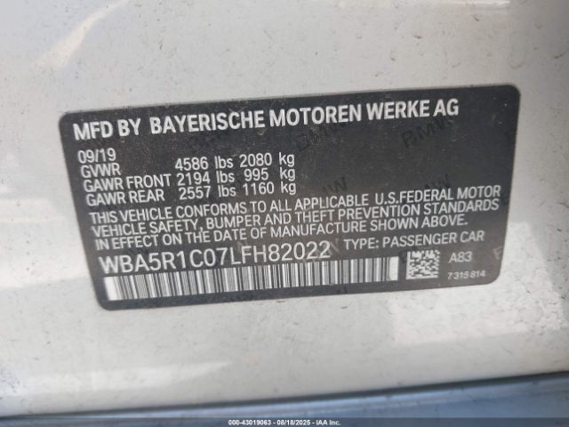 2020 BMW 330I WBA5R1C07LFH82022 Photo 8