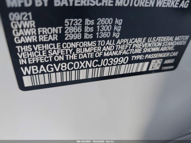 WBAGV8C0XNCJ03990 BMW m850i