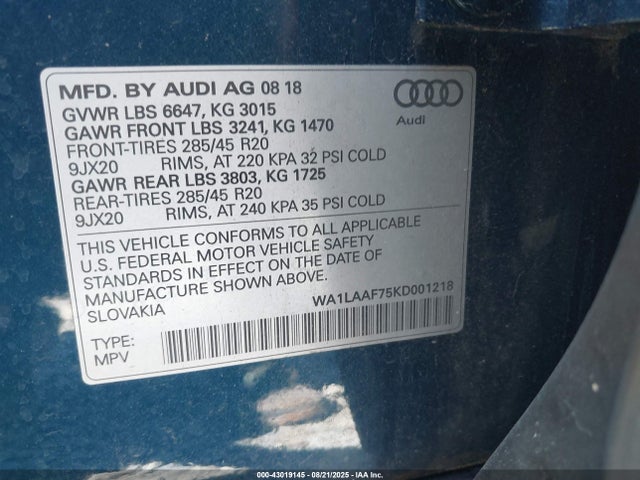 2019 AUDI Q7 WA1LAAF75KD001218 Photo 8