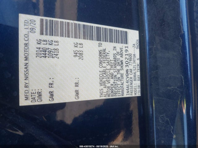 Nissan 2021 2021 1N4AL4CV6MN302191 Image 9