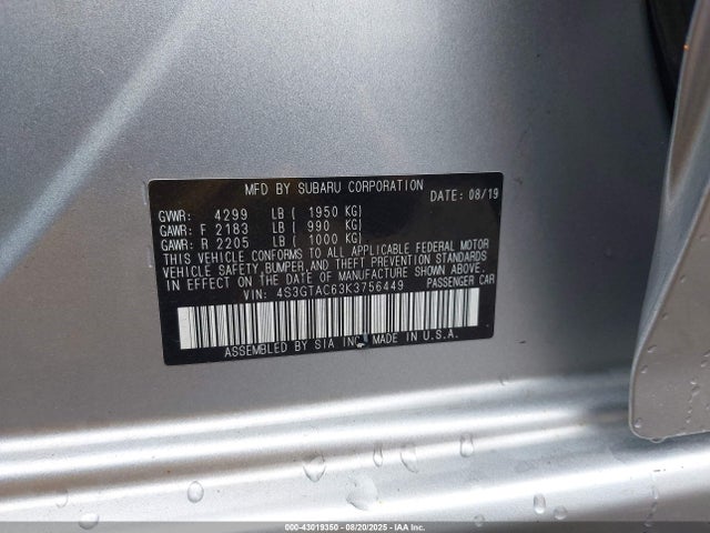 4S3GTAC63K3756449 Subaru Impreza