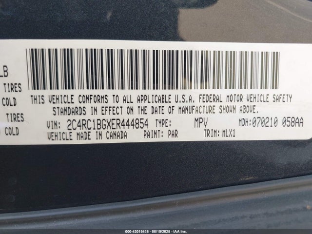 2C4RC1BGXER444854 Chrysler 2014