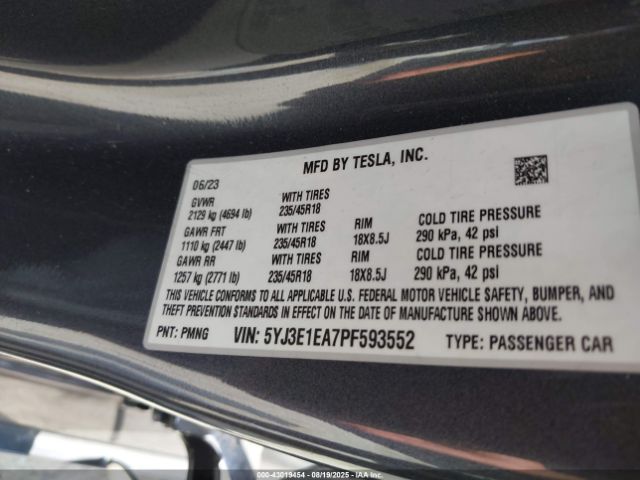 2023 TESLA MODEL 3 5YJ3E1EA7PF593552 Photo 8