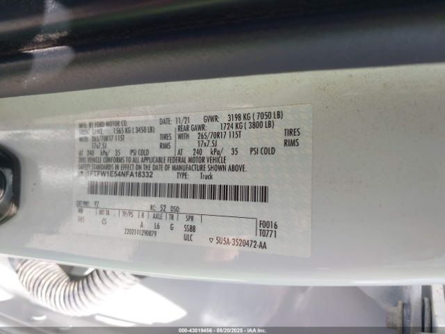 2022 FORD F-150 1FTFW1E54NFA18332 Photo 8