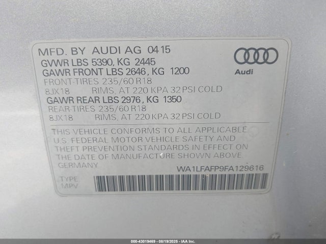 2015 AUDI Q5 WA1LFAFP9FA129616 Photo 8