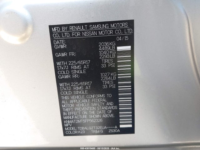 KNMAT2MT5FP562326 Nissan 2015