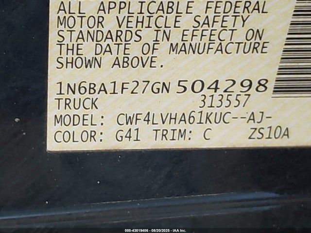 Nissan 2016 2016 1N6BA1F27GN504298 Image 9