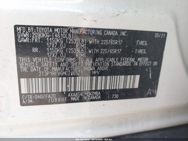 Toyota a25a-fks 2021 2T3P1RFV6MC216571 Image 9