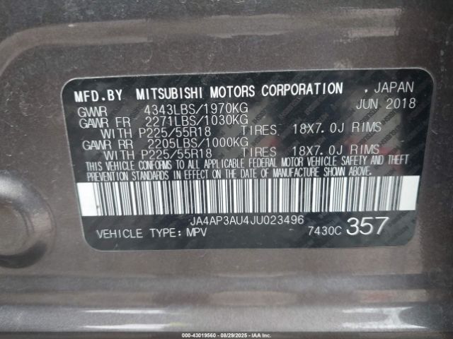 2018 MITSUBISHI OUTLANDER SPORT JA4AP3AU4JU023496 Photo 8