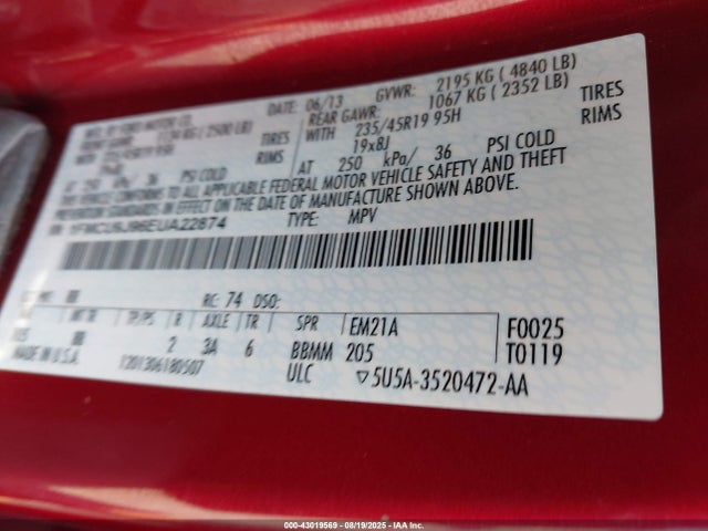 Ford 2014 2014 1FMCU9J96EUA22874 Image 9