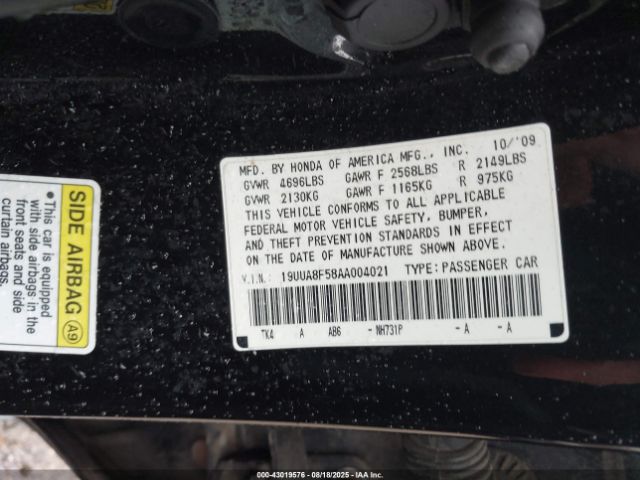 2010 ACURA TL 19UUA8F58AA004021 Photo 8