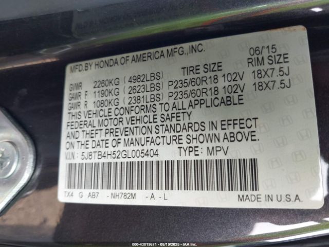 2016 ACURA RDX 5J8TB4H52GL005404 Photo 8