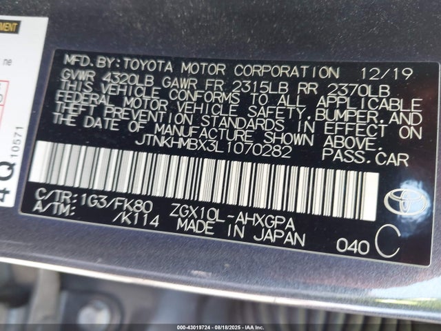 JTNKHMBX3L1070282 Toyota 3zr-fae