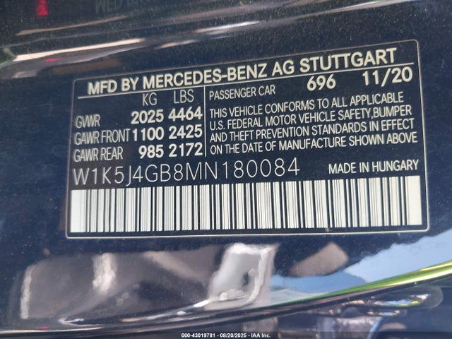 W1K5J4GB8MN180084 Mercedes-Benz m260