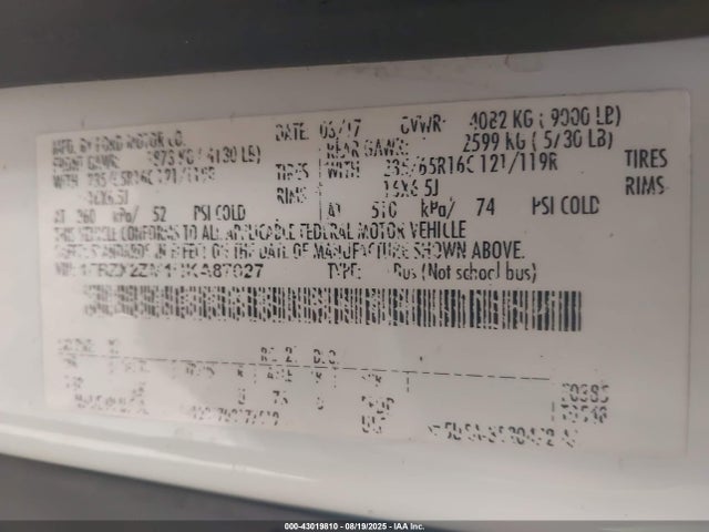 1FBZX2ZM1HKA87027 Ford Transit