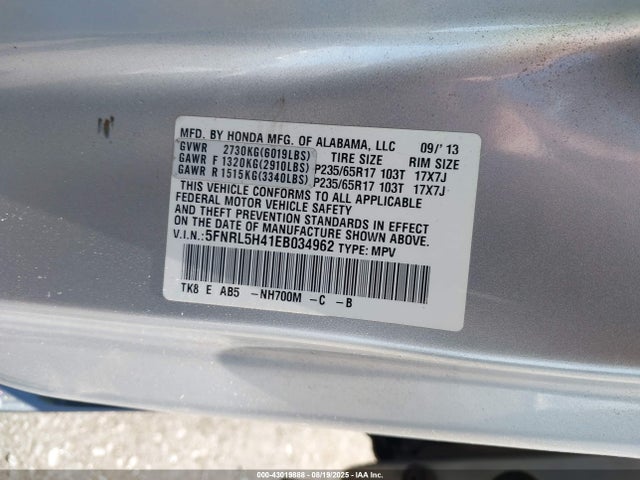 Honda j35z8 2014 5FNRL5H41EB034962 Image 9