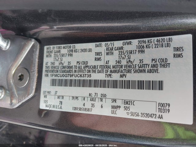 Ford 2015 2015 1FMCU0G79FUC63735 Image 9