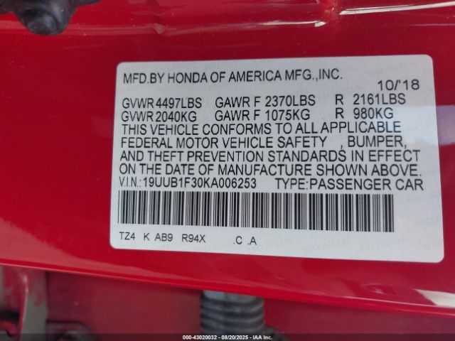 2019 ACURA TLX 19UUB1F30KA006253 Photo 8