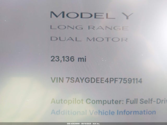 7SAYGDEE4PF759114 Tesla Model Y