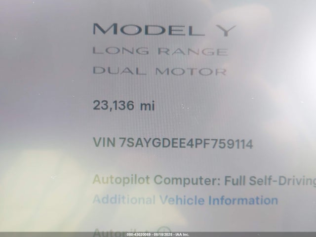 7SAYGDEE4PF759114 Tesla Model Y
