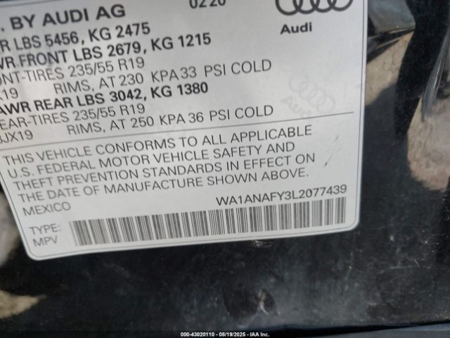 2020 AUDI Q5 WA1ANAFY3L2077439 Photo 8
