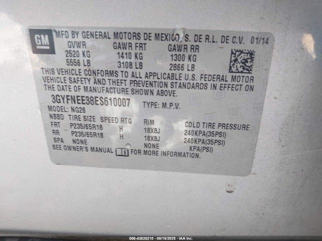 2014 CADILLAC SRX 3GYFNEE38ES610007 Photo 8