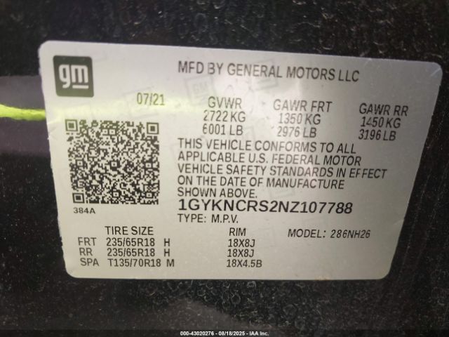2022 CADILLAC XT5 1GYKNCRS2NZ107788 Photo 8