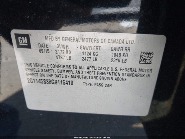 2G1145S38G9116410 Chevrolet IMPALA 2LZ