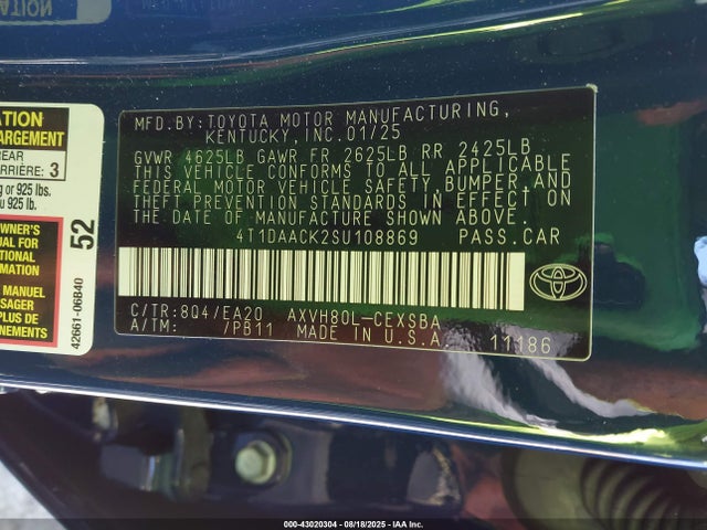 Toyota a25a-fxs 2025 4T1DAACK2SU108869 Image 9