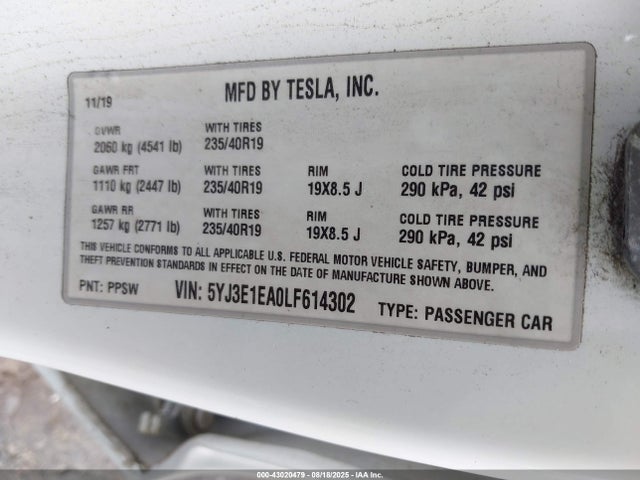 2020 TESLA MODEL 3 5YJ3E1EA0LF614302 Photo 8