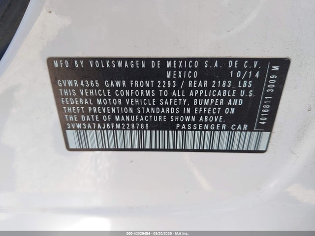 3VW3A7AJ6FM228789 Volkswagen Tdi
