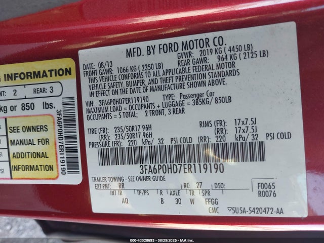 Ford 2014 2014 3FA6P0HD7ER119190 Image 9