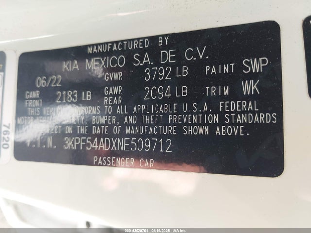 KIA mpi nu 2022 3KPF54ADXNE509712 Image 9