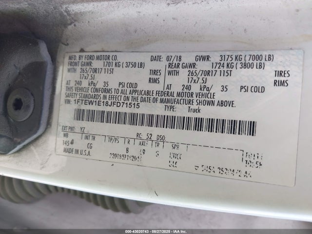 1FTEW1E18JFD71515 Ford 3.0l-4v