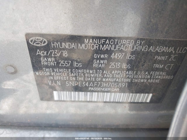 5NPE34AF7JH705891 Hyundai gdi theta-ii