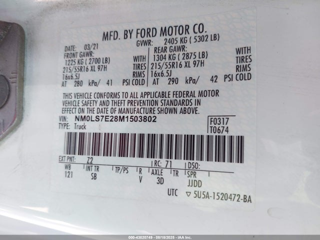 NM0LS7E28M1503802 Ford 2021
