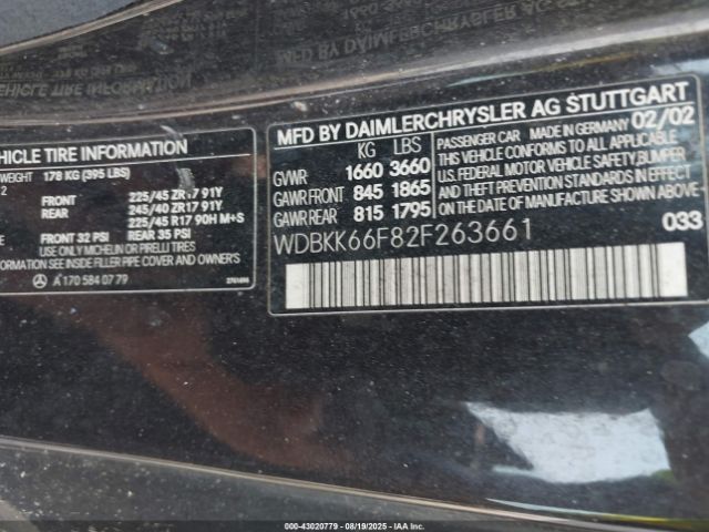 2002 MERCEDES-BENZ SLK 32 AMG WDBKK66F82F263661 Photo 8